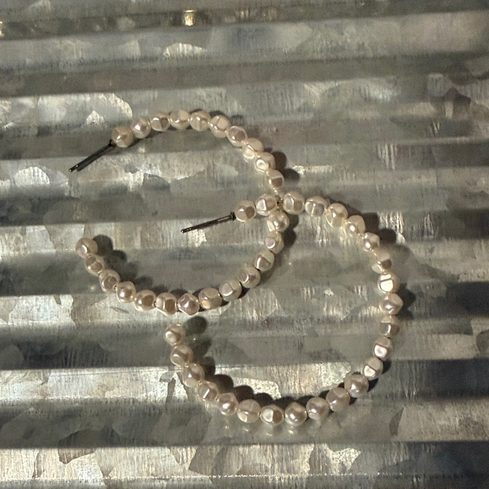 INC International Concepts Pearl Hoop Earrings